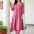 women pleated thread work kurta with trousers
