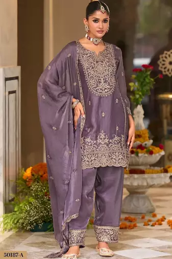 women ethnic motifs embroidered regular thread work kurta with patiala & with dupatta