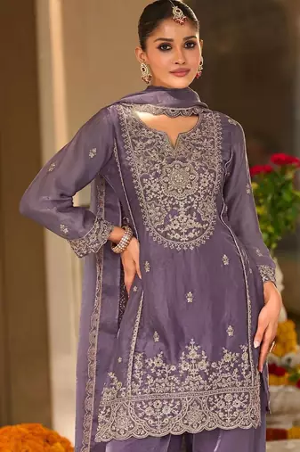 women ethnic motifs embroidered regular thread work kurta with patiala & with dupatta