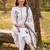 women ethnic motifs embroidered regular thread work cotton kurta with trousers & with dupatta