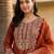 women ethnic motifs embroidered regular thread work liva kurta with trousers & with dupatta