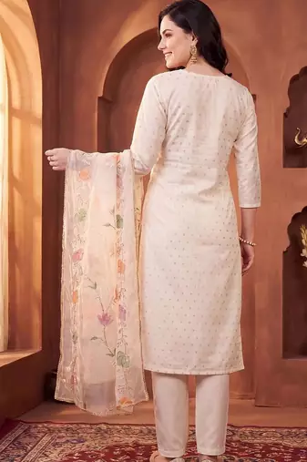 women ethnic motifs embroidered regular sequinned kurta with trousers & with dupatta