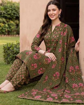 women floral printed regular cotton kurta with patiala & with dupatta 4