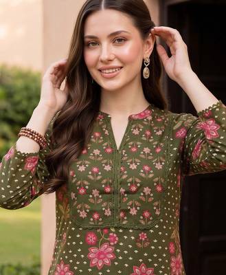 women floral printed regular cotton kurta with patiala & with dupatta 5