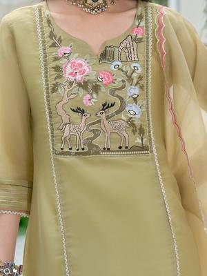 women ethnic motifs embroidered regular thread work kurta with trousers & with dupatta 5