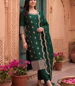 women ethnic motifs embroidered regular thread work kurta with trousers & with dupatta