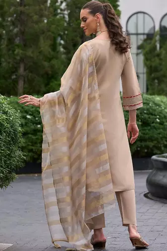 women ethnic motifs embroidered regular thread work kurta with trousers & with dupatta