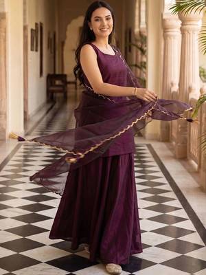 women regular kurta with sharara & with dupatta 1