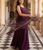 women regular kurta with sharara & with dupatta