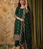 women ethnic motifs embroidered regular thread work kurta with trousers & with dupatta