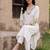 women floral embroidered regular thread work kurta with trousers