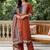 women printed regular liva kurta with trousers & with dupatta