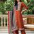 women printed regular liva kurta with trousers & with dupatta