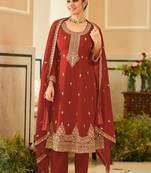 women ethnic motifs embroidered regular kurta with trousers & with dupatta