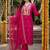 women ethnic motifs embroidered regular thread work liva kurta with trousers & with dupatta