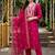 women ethnic motifs embroidered regular thread work liva kurta with trousers & with dupatta