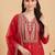 women ethnic motifs embroidered regular thread work liva kurta with trousers & with dupatta