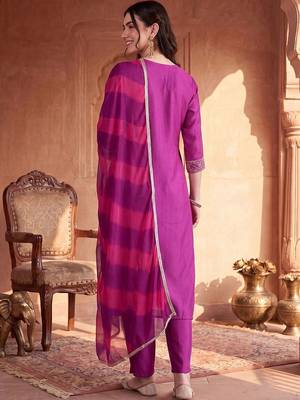 women ethnic motifs regular sequinned kurta with trousers & with dupatta 6