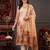 women printed regular thread work linen kurta with trousers & with dupatta
