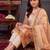 women printed regular thread work linen kurta with trousers & with dupatta