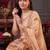 women printed regular thread work linen kurta with trousers & with dupatta