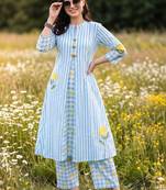 women floral printed regular cotton kurta with palazzos