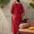women ethnic motifs embroidered regular thread work liva kurta with trousers