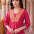 women ethnic motifs printed regular thread work kurta with trousers