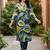 women animal printed regular cotton kurta with trousers
