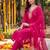 women ethnic motifs embroidered regular thread work kurta with trousers & with dupatta