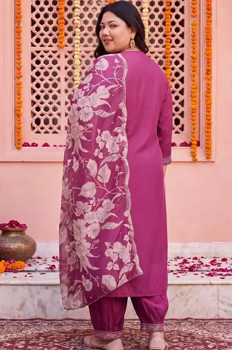 women floral embroidered regular thread work kurta with patiala & with dupatta