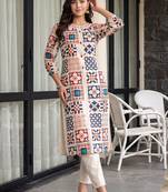women printed regular kurta with trousers