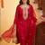 women ethnic motifs embroidered regular kurta with trousers & with dupatta