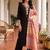 women ethnic motifs embroidered regular thread work kurta with trousers & with dupatta