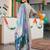 women printed regular thread work kurta with trousers & with dupatta