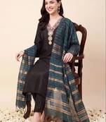 women ethnic motifs embroidered regular thread work kurta with trousers & with dupatta