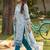 women floral printed regular thread work cotton kurta with trousers & with dupatta