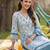 women floral printed regular thread work cotton kurta with trousers & with dupatta