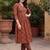 women ethnic motifs printed empire cotton kurta with trousers