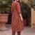 women ethnic motifs printed empire cotton kurta with trousers