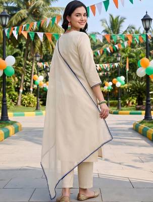 women ethnic motifs embroidered regular thread work liva kurta with trousers & with dupatta 6