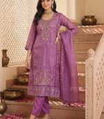women ethnic motifs embroidered regular thread work kurta with trousers & with dupatta