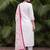 women floral embroidered regular thread work cotton kurta with trousers & with dupatta