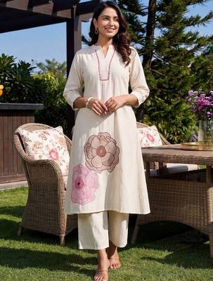 women floral embroidered regular sequinned kurta with palazzos 1