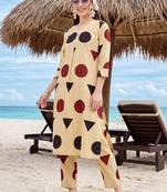 women printed regular cotton kurta with trousers