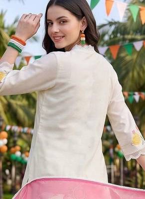 women floral embroidered regular thread work kurta with trousers & with dupatta 6