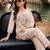 women floral embroidered regular thread work cotton kurta with trousers
