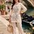 women floral embroidered regular thread work cotton kurta with trousers