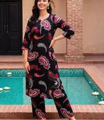 women paisley printed regular cotton kurta with trousers