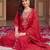 women ethnic motifs embroidered regular thread work kurta with trousers & with dupatta